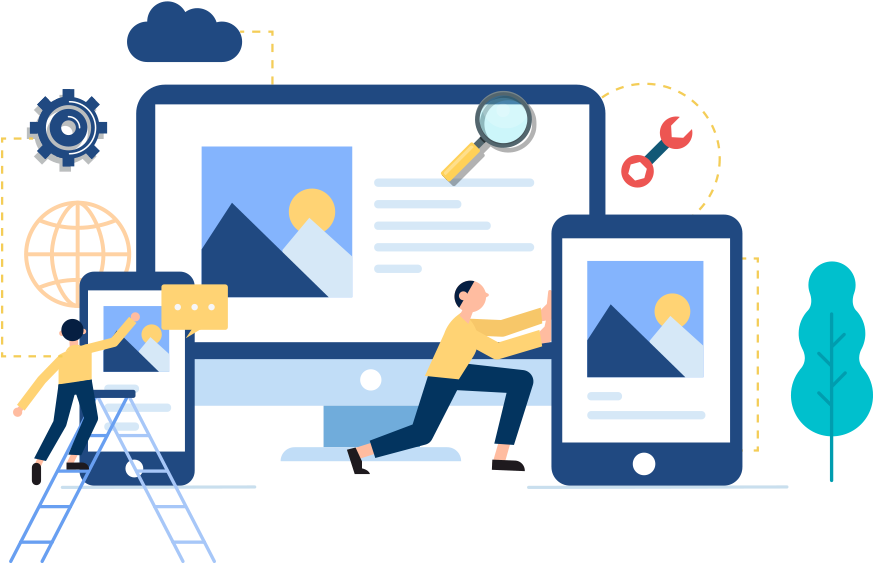 فردی در حال طراحی وب سایت شرکتی