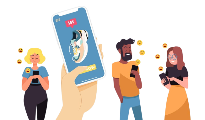 افراد در حال استفاده از وب سایت حرفه ای در کرمان به وسیله گوشی های هوشمند