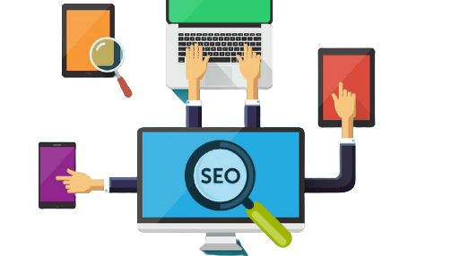 فردی در حال استفاده از یک وب سایت ریسپانسیو در دیوایس های مختلف