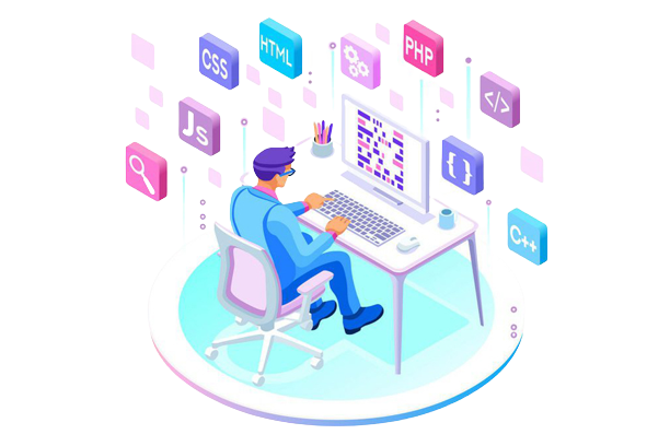 فردی در حال طراحی سایت حرفه ای در کرمان